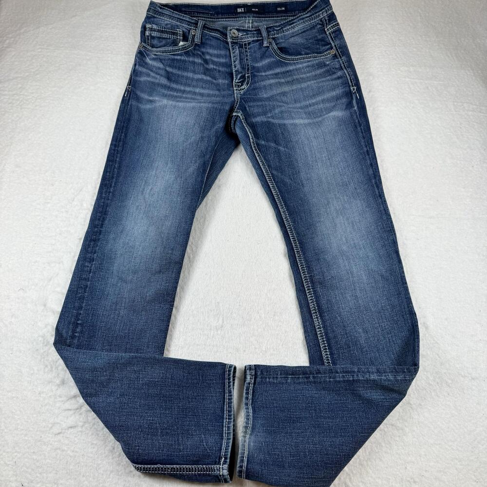 BKE Nolan Jeans Mens Size 32x34 Blue Slim Bootcut Medium Wash Stretch Denim